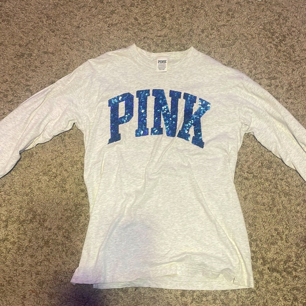 Pink white and silver sequence shirt barley worn